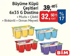 DOSTİNO BÜYÜME KÜPÜ ÇEŞİTLERİ 6X35 G fiyat ve kampanya bilgisi